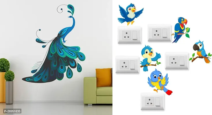 Designer Multicoloured Vinyl Wall Stickers Pack Of 6