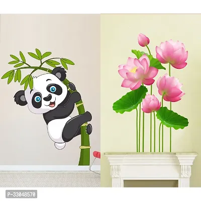 Combo Set of 2 Lotus Flowers | Baby PandaWall Decals for Hall, bedroom  kitchen