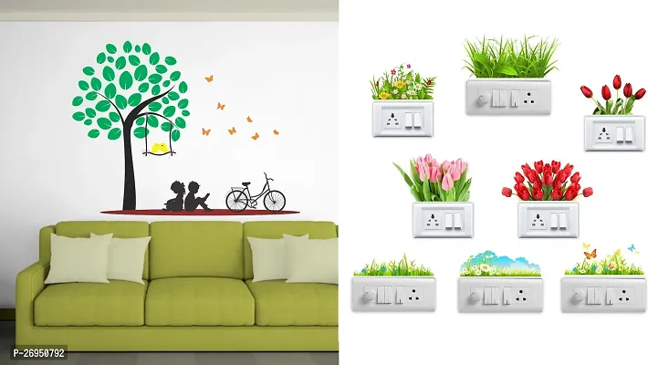 Designer Multicoloured Vinyl Wall Stickers Pack Of 2