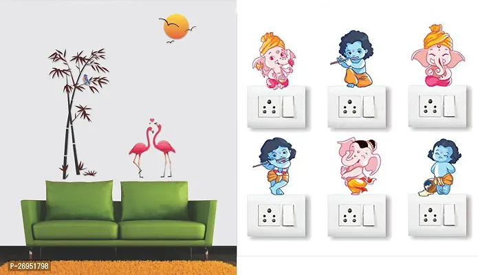 Designer Multicoloured Vinyl Wall Stickers Pack Of 2