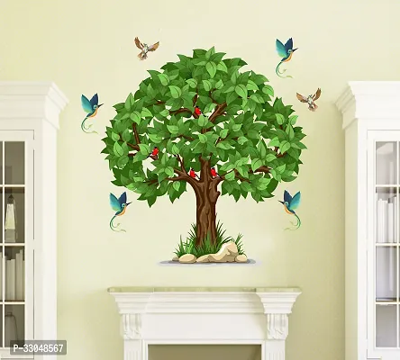 Combo Set of 2 Green Tree | Welcome Home ButterflyWall Decals for Hall, bedroom  kitchen-thumb2