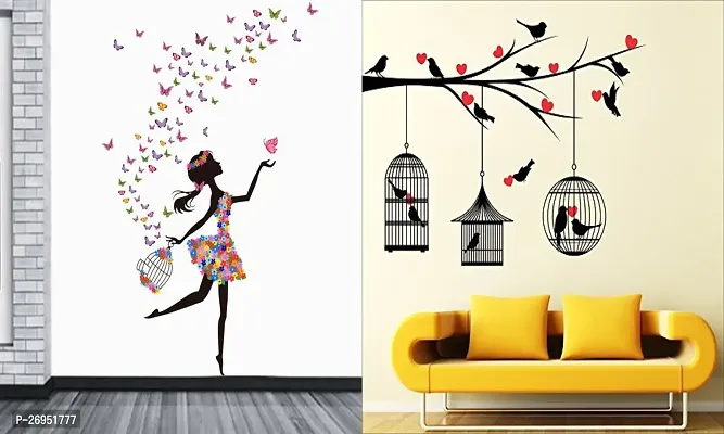 Designer Multicoloured Vinyl Wall Stickers Pack Of 2