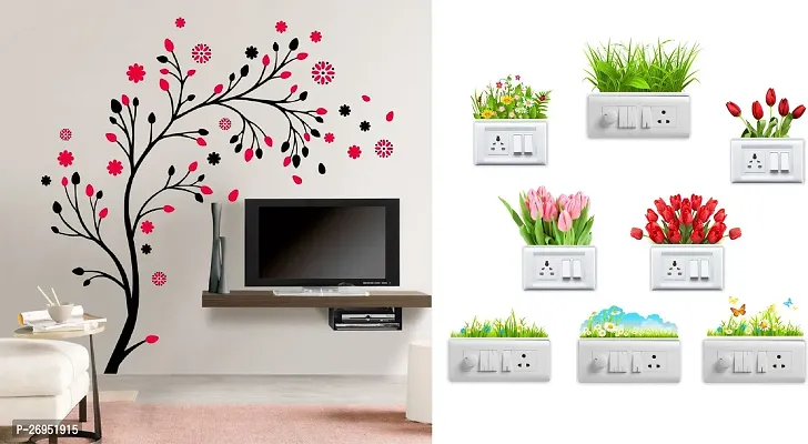 Designer Multicoloured Vinyl Wall Stickers Pack Of 2