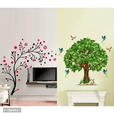 Combo Set of 2 Green Tree | magical treeWall Decals for Hall, bedroom  kitchen