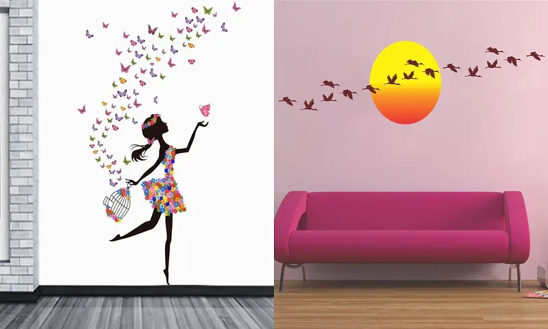 Ghar KraftSet of 2 Wall Sticker Dream Girl and Decorative Wall Sticker for Home Office