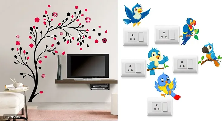 Designer Multicoloured Vinyl Wall Stickers Pack Of 6