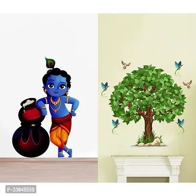 Combo Set of 2 Green Tree | MakhanchorWall Decals for Hall, bedroom  kitchen