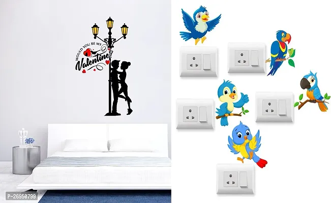 Designer Multicoloured Vinyl Wall Stickers Pack Of 6