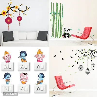 Designer Multicoloured Vinyl Wall Stickers Pack Of 4-thumb0