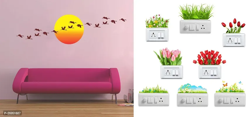 Designer Multicoloured Vinyl Wall Stickers Pack Of 2