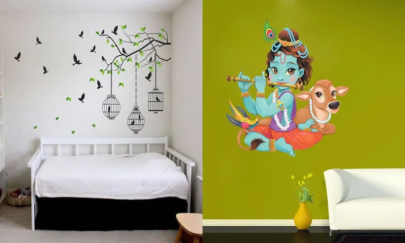 Ghar Kraft Set of 2 Wall Sticker Flying Bird and Decorative Wall Sticker for Home Office