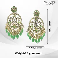 PRIVIU Traditional Handcrafted Green/Mint colour Kundan Studded Ethnic Earrings for Women  Girls-thumb2