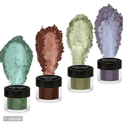 PRIVIU Power Shimmer Metallic Eye Makeup Loose Glitter Eyeshadow Powder (Talc Free), Pack of 4 Colors, Dream Catcher