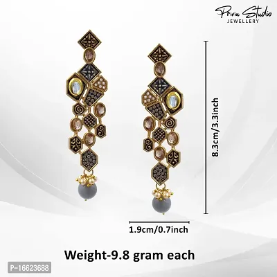 PRIVIU Fashion Jewellery Earings Drop and Dangler Grey Earring for Women and Girls-thumb3