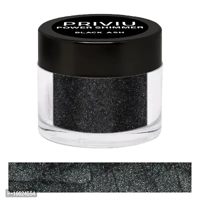 PRIVIU Power Shimmer Metallic Eye Makeup Loose Glitter Eyeshadow Powder (Talc Free),Black Ash 6, 3g