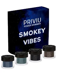 PRIVIU Power Shimmer Metallic Eye Makeup Loose Glitter Eyeshadow Powder (Talc Free), Pack of 4 Colors, Smokey Vibes-thumb1