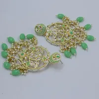 PRIVIU Traditional Handcrafted Green/Mint colour Kundan Studded Ethnic Earrings for Women  Girls-thumb1