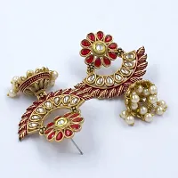 PRIVIU Red Meenakari Chandbali, Pearl Jhumka, Floral  Stylish Jhumka Earrings for Women  Girls-thumb1