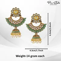 PRIVIU Green Meenakari Chandbali, Pearl Jhumka, Floral  Stylish Jhumka Earrings for Women  Girls-thumb2