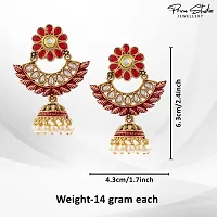 PRIVIU Red Meenakari Chandbali, Pearl Jhumka, Floral  Stylish Jhumka Earrings for Women  Girls-thumb2