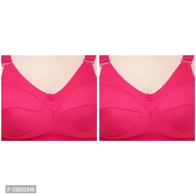 Stylish Pink Cotton Blend Colourblocked Bras For Women Pack Of 2-thumb0