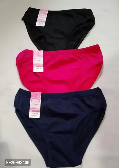 Stylish Cotton Blend Solid Panties For Women- Pack Of 3