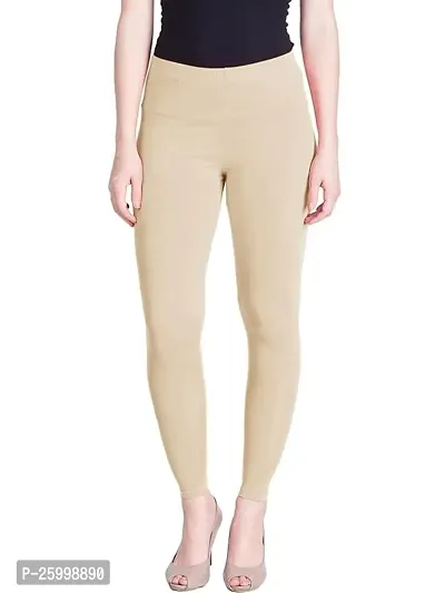 Fabulous Beige Cotton Solid Leggings For Women-thumb0