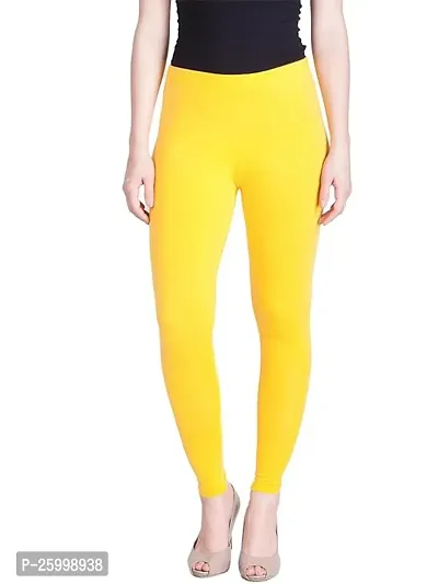 Fabulous Yellow Cotton Solid Leggings For Women-thumb0