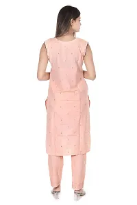 Zignoco Women Sleeve Less Kurta Pant Set South Cotton (Large, Peach)-thumb1