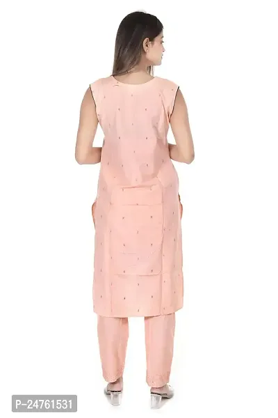 Zignoco Women Sleeve Less Kurta Pant Set South Cotton (Large, Peach)-thumb2