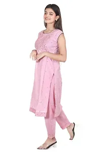 Zignoco Women Sleeve Less Kurta Pant Set South Cotton (Large, Pink)-thumb3