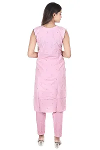 Zignoco Women Sleeve Less Kurta Pant Set South Cotton (Large, Pink)-thumb1