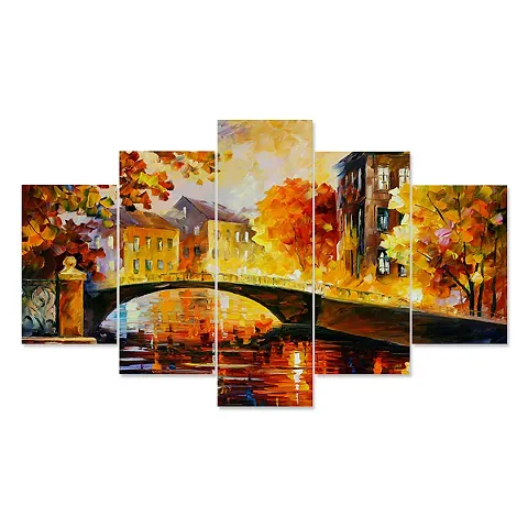 The Party Food Set of Five Nture Scenery Framed Wall Painting for Home Decoration , Paintings for Living room , Bedroom , Big Size 3D Scenery  ( 75 X 43 CM)