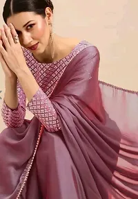 Stylish Pure Silk Pink Solid Saree with Blouse piece-thumb1