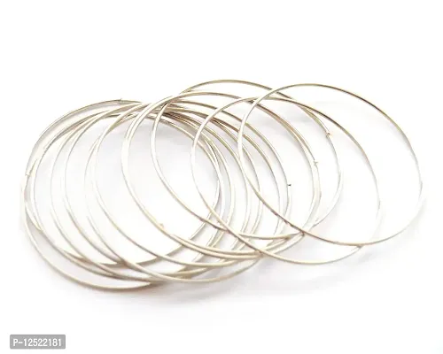 Pretty Ponytails Set of 12 Simple Silver Plated Stackable Must Have Bangles Stylish Jewelry for Girls or Women