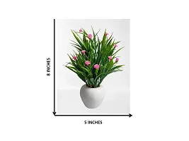 Artificial Potted Wild Grass With Pink Mini Flowers-thumb2