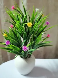 Artificial Potted Wild Grass With Multicolor Mini Flowers-thumb1