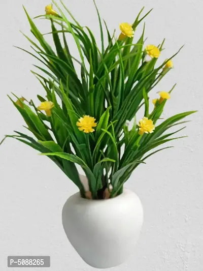 Artificial Potted Wild Grass With Yellow Mini Flowers