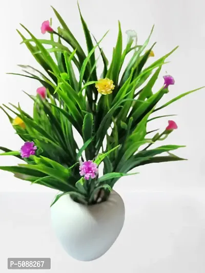 Artificial Potted Wild Grass With Multicolor Mini Flowers