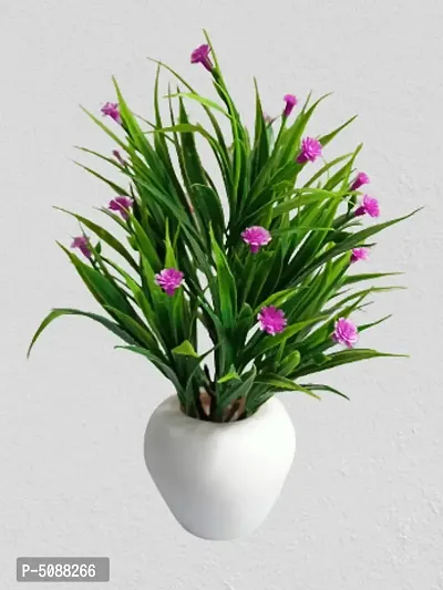 Artificial Potted Wild Grass With Purple Mini Flowers