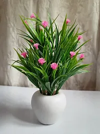 Artificial Potted Wild Grass With Pink Mini Flowers-thumb1
