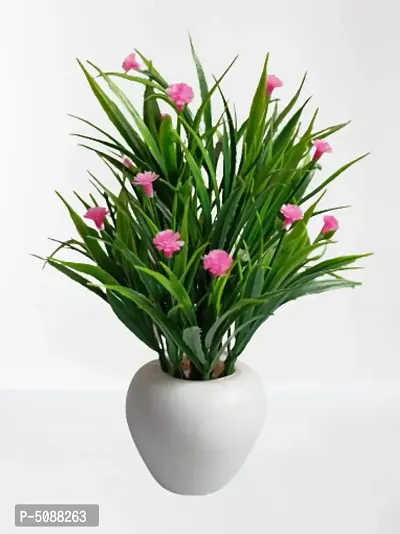 Artificial Potted Wild Grass With Pink Mini Flowers-thumb0