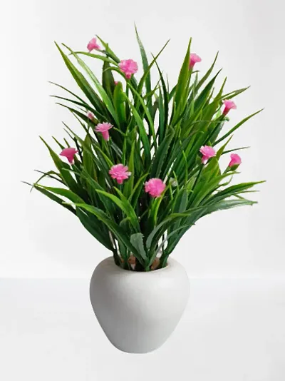Artificial Potted Grass With Mini Flowers