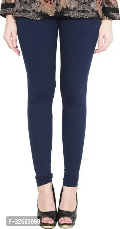 Fabulous Navy Blue Cotton Solid Leggings For Women-thumb0