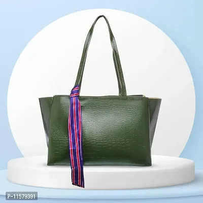 Stylish Green PU Self Pattern Handbags For Women
