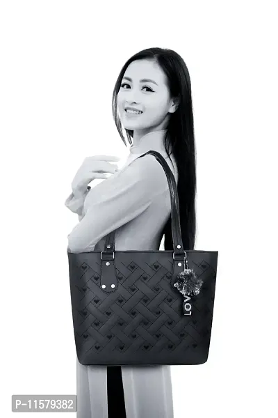 Stylish Black PU Self Pattern Handbags For Women-thumb3