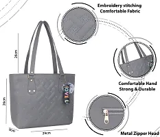 Stylish Grey PU Self Pattern Handbags For Women-thumb1
