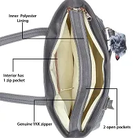 Stylish Grey PU Self Pattern Handbags For Women-thumb2