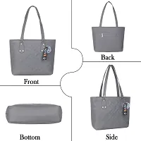 Stylish Grey PU Self Pattern Handbags For Women-thumb3