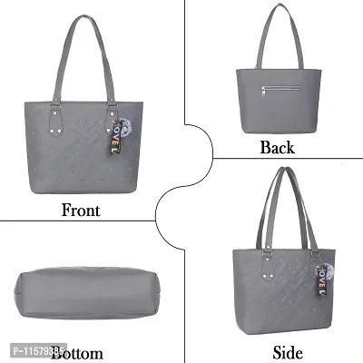 Stylish Grey PU Self Pattern Handbags For Women-thumb4